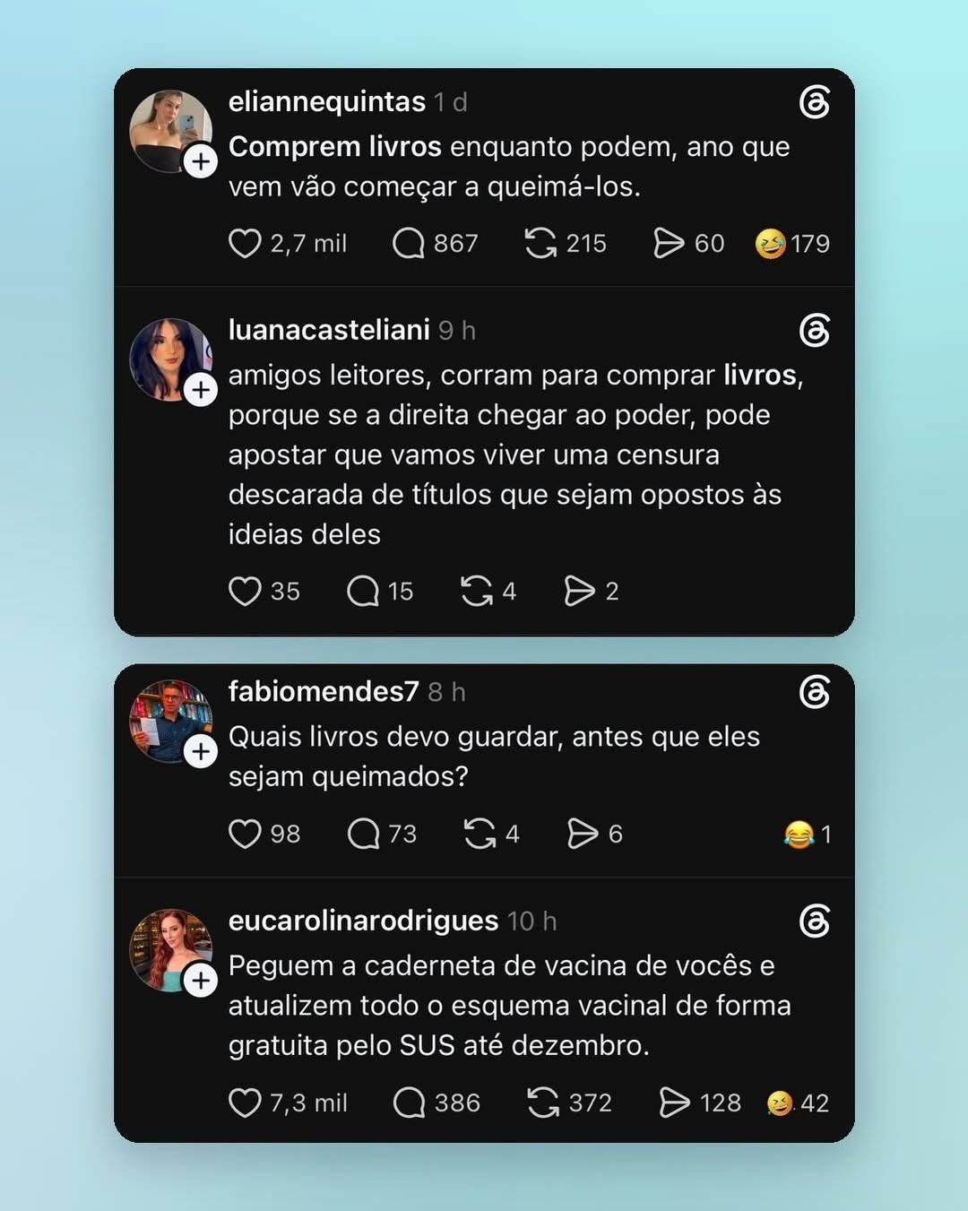 Hipoteticamente Bolsonaro vai queimar os livros